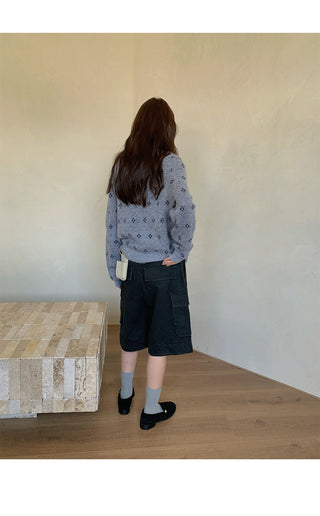 jacquard knit cardigan