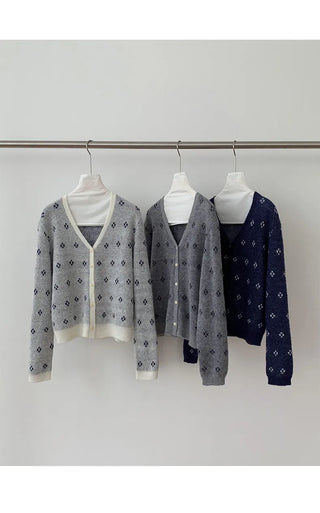 jacquard knit cardigan