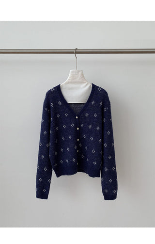 jacquard knit cardigan