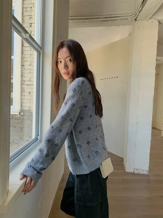 jacquard knit cardigan