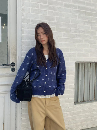 jacquard knit cardigan