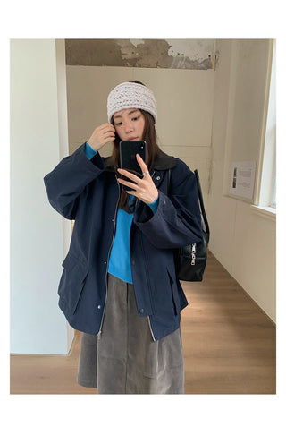 leather collar windbreaker