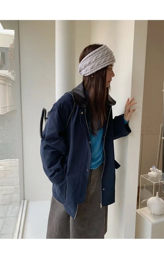 leather collar windbreaker