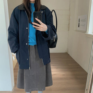 leather collar windbreaker