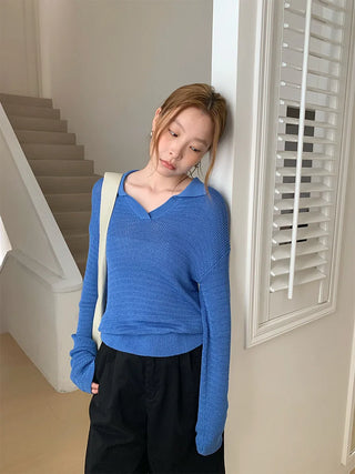 V-neck knit top