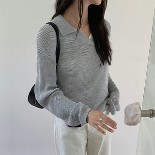 V-neck knit top