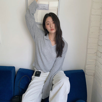 V-neck knit top