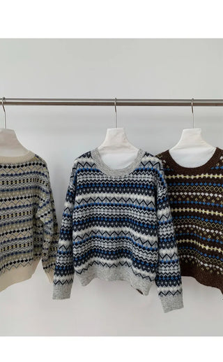 striped jacquard sweater