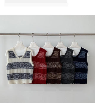 jacquard knit vest