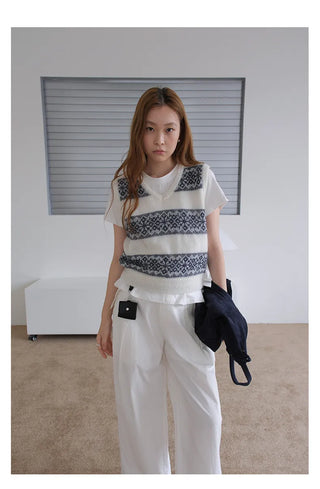 jacquard knit vest