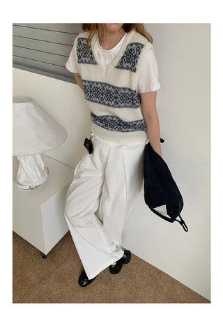 jacquard knit vest