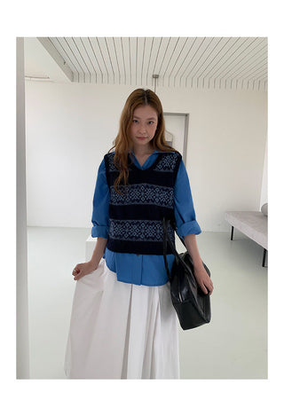 jacquard knit vest