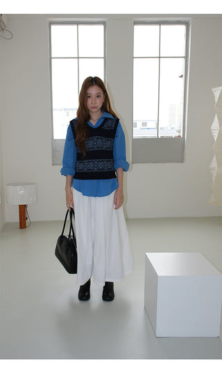 jacquard knit vest