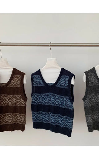 jacquard knit vest