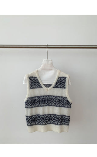 jacquard knit vest
