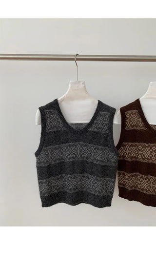 jacquard knit vest