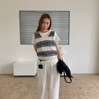 jacquard knit vest