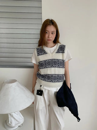 jacquard knit vest