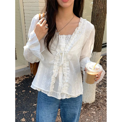 lace-up V-neck