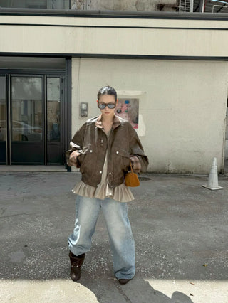 check leather jacket