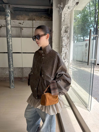 check leather jacket