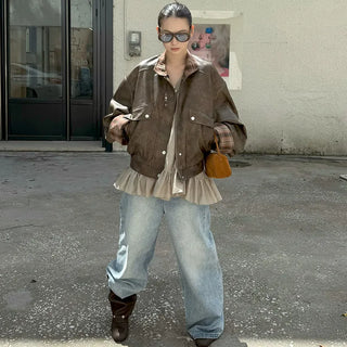 check leather jacket