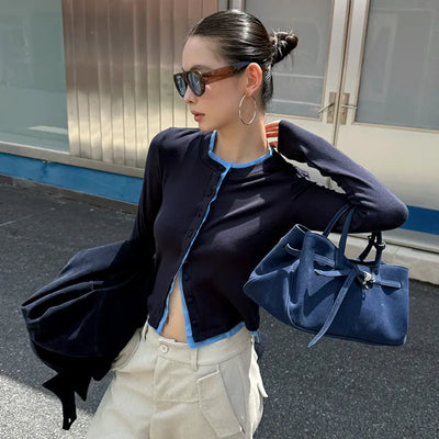 contrast knit shirt