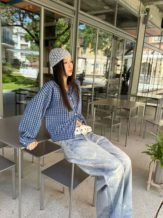 plaid lapel shirt