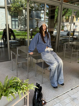 plaid lapel shirt