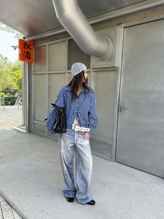 plaid lapel shirt
