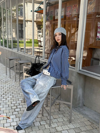 plaid lapel shirt