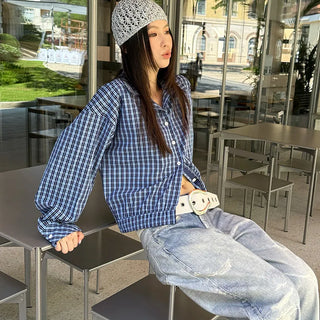 plaid lapel shirt