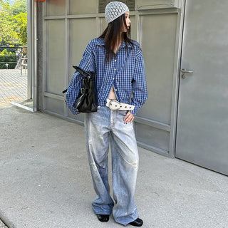 plaid lapel shirt