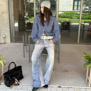plaid lapel shirt