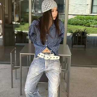 plaid lapel shirt