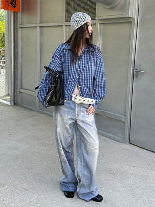 plaid lapel shirt