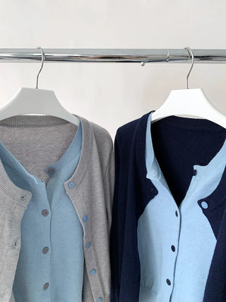 contrast knit cardigan