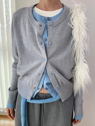 contrast knit cardigan