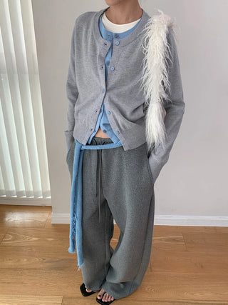 contrast knit cardigan