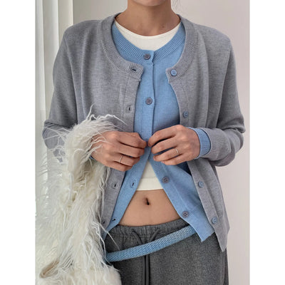 contrast knit cardigan