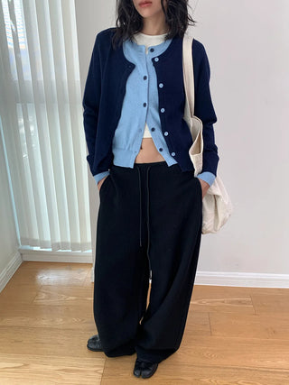 contrast knit cardigan