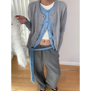 contrast knit cardigan