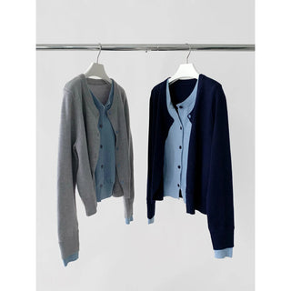 contrast knit cardigan