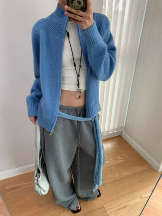 double zipper cardigan