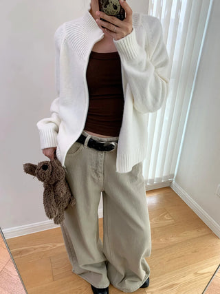 double zipper cardigan