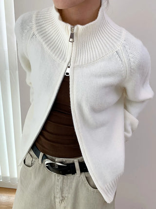 double zipper cardigan