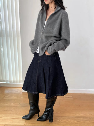 double zipper cardigan