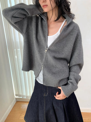 double zipper cardigan