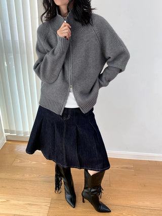 double zipper cardigan