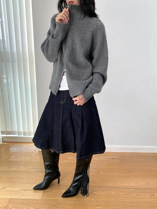 double zipper cardigan